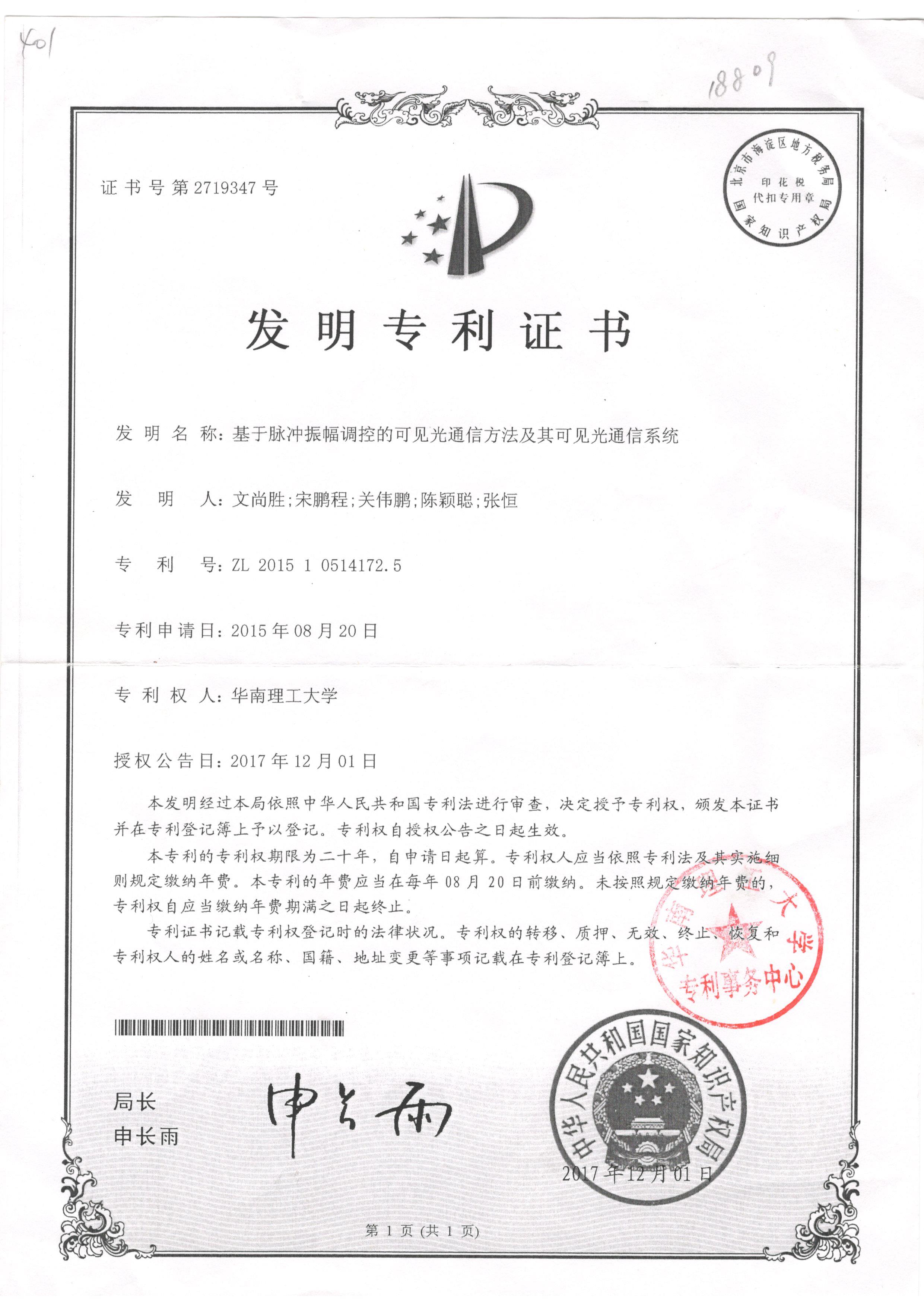 Patent Certificate