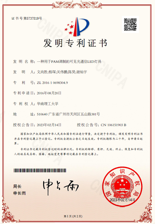 Patent Certificate